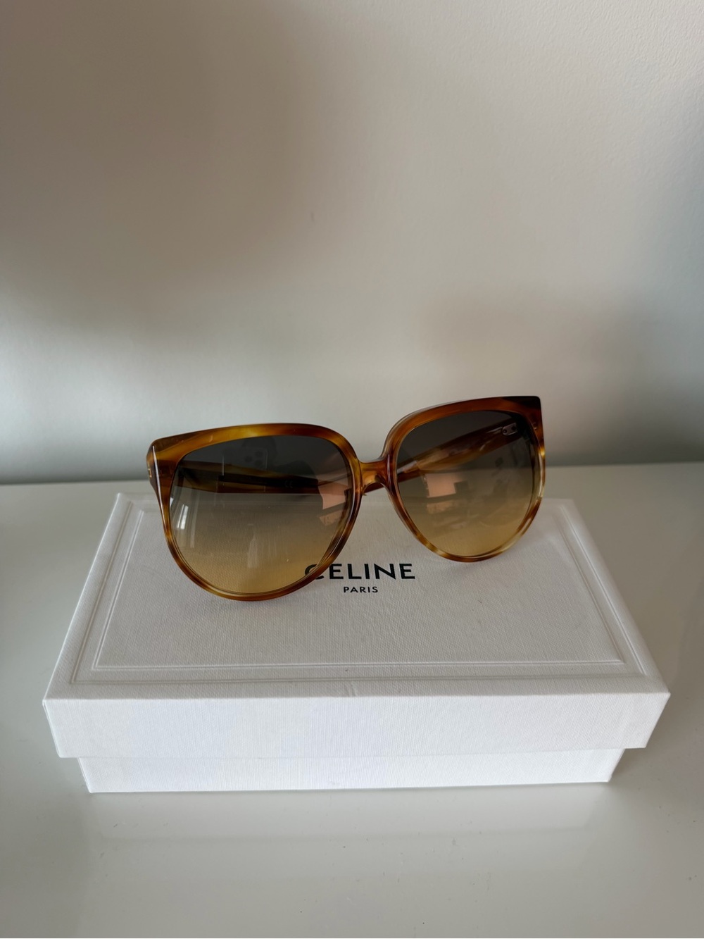Celine Tortoiseshell Cat-Eye Sunglasses with Brown Gradient Lenses - Picture 2 of 7